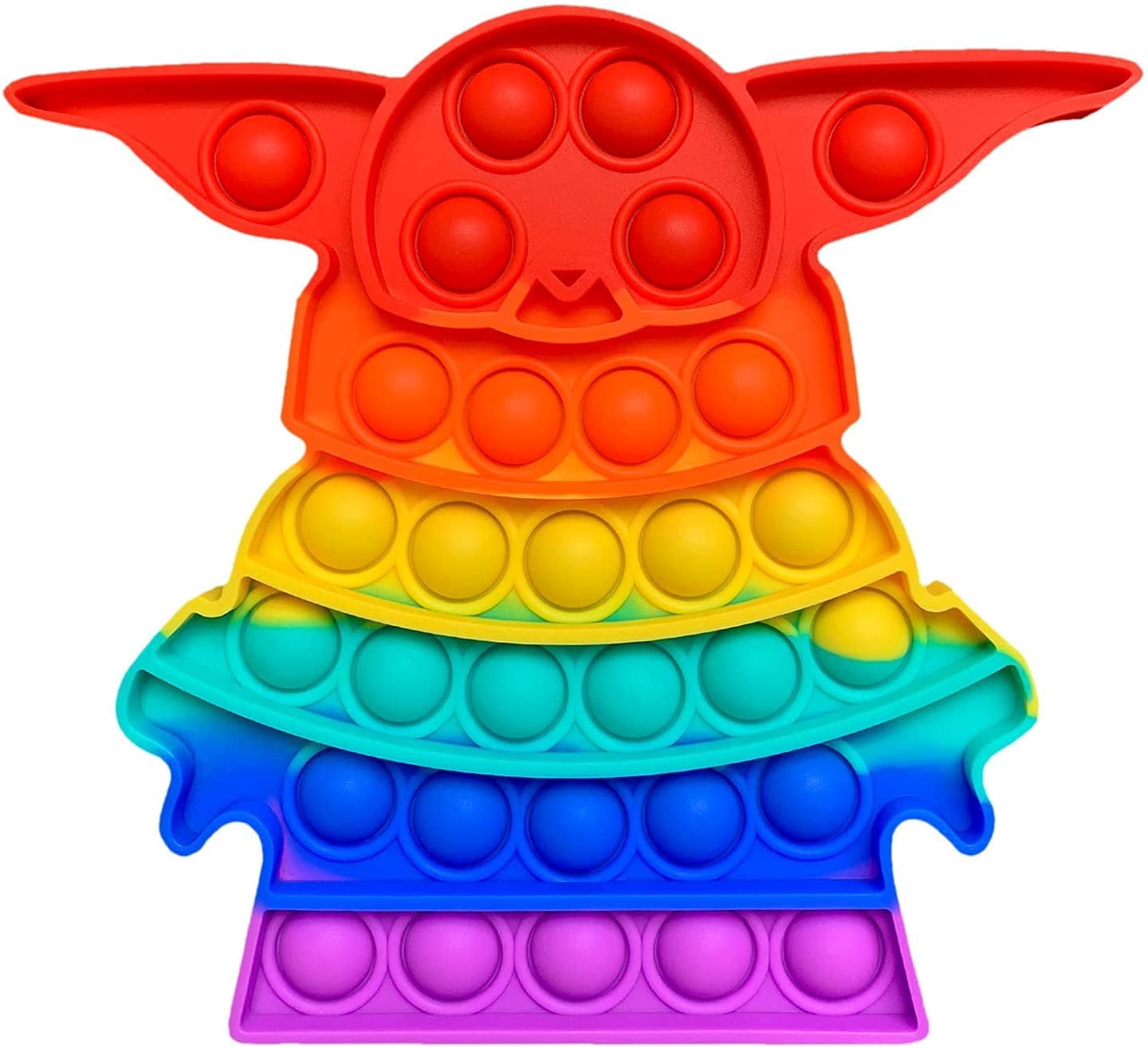 Rainbow Cute Baby yoda pop its Fidget Toy, Push pop Bubble Fidget Toy,  Stress Reliever Silicone Toy for Kids and Adults, Sensory Irritability Toy  for Autism with Special Needs to Relieve Stress -