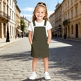 thumbnail image 2 of Curuila Toddler Child Girls Suspenders Dress With Pocket Solid Color Square Neck Sleeveless Summer Comfort Casual Dresses Army Green Size 4-5 Years, 2 of 4