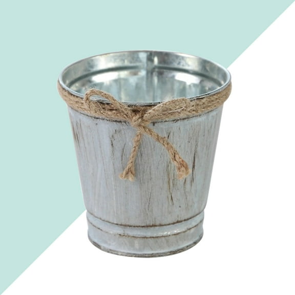 unbranded  Decorative Ornaments Tin Buckets for Succulents Flower Pot Grey