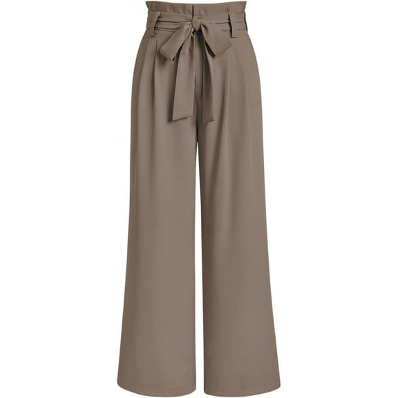 CAILDANL Wide Leg Dress Pants Women's Paperbag High Waisted Business Casual Trousers with Removable Belt