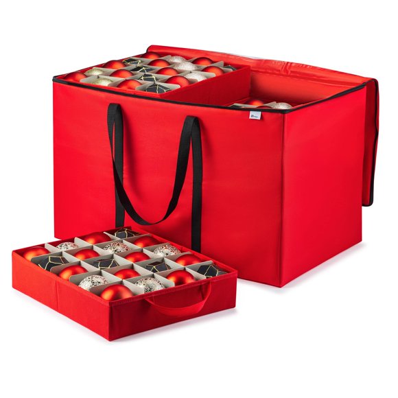 Caja organizadora para adornos ZOBER para 200 adornos de 3" en rojo