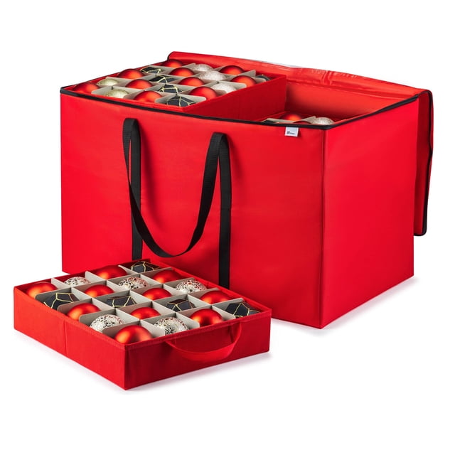 Caja organizadora para adornos ZOBER para 200 adornos de 3" en rojo