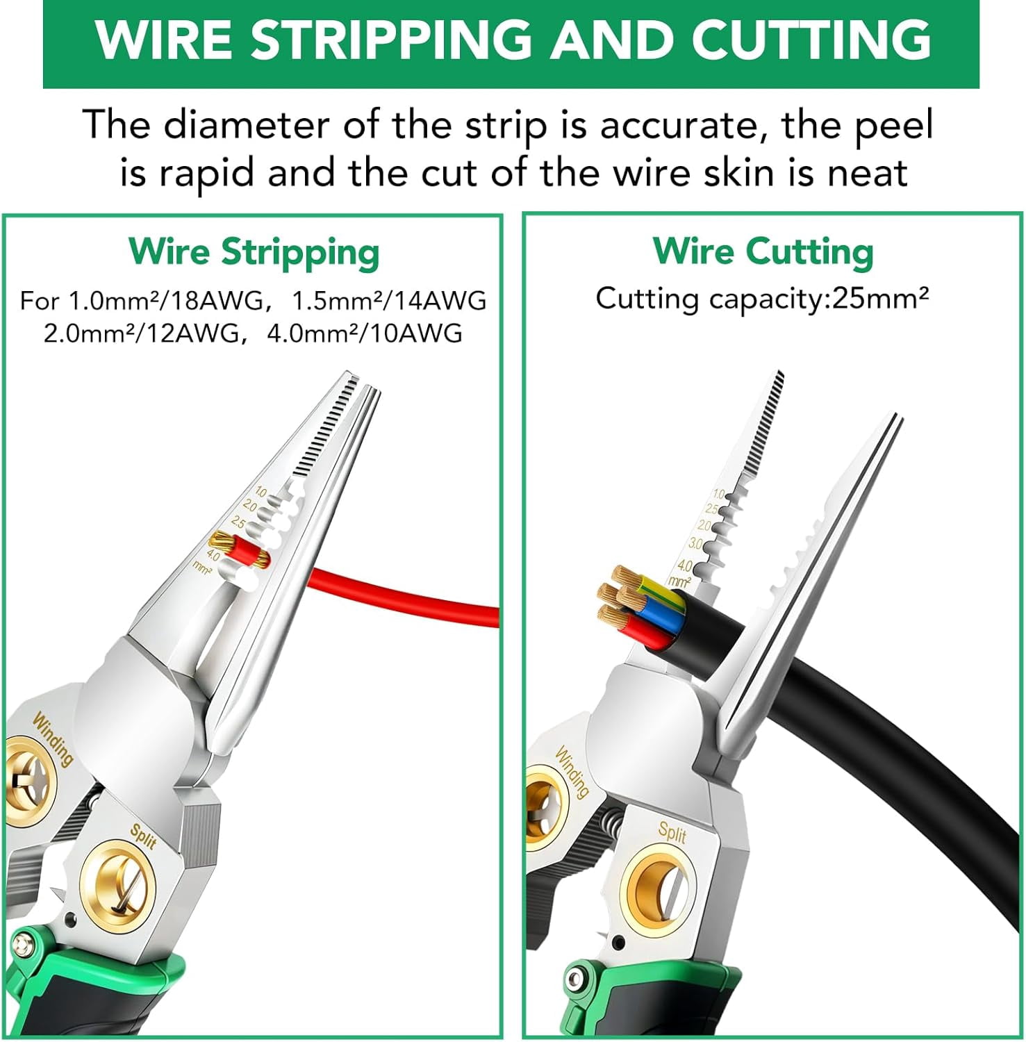 ABCISI 8-in-1 Wire Stripper, Multifunctional Wire Stripper Crimper Cable Cutter Pliers, Professional Wire Cutters Electrical Wire Crimper, Wiring Tools, Electrician, HVAC, Car Repair Tool