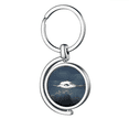 thumbnail image 1 of Grey Sky White Clouds Art Deco Fashion Rotating Keychain Metal Keyring Holder, 1 of 2