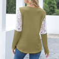 thumbnail image 4 of DEELLEEO Ladies Round Neck Solid Color Patchwork Lace Tops/Shirt, 4 of 6