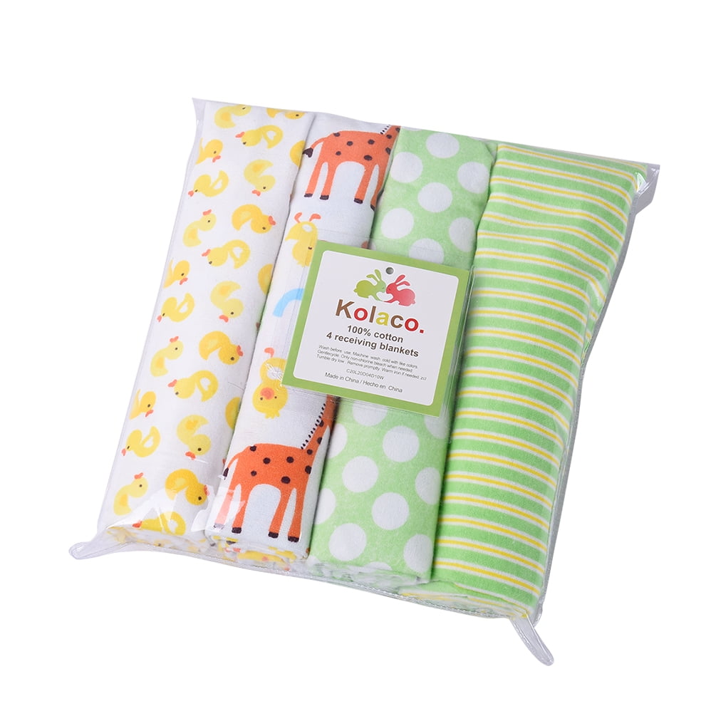 4 Pack Baby Cotton Muslin Swaddle Blankets, Swaddle Wrap Soft Silky Neutral Receiving Blanket
