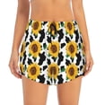 thumbnail image 2 of Salouo Cute Cow Print Sunflower B Print Women's 2 in 1 Running Shorts Double-Layer Shorts Athletic Workout Gym Yoga Shorts Running Shorts for Women-XX-Large, 2 of 7