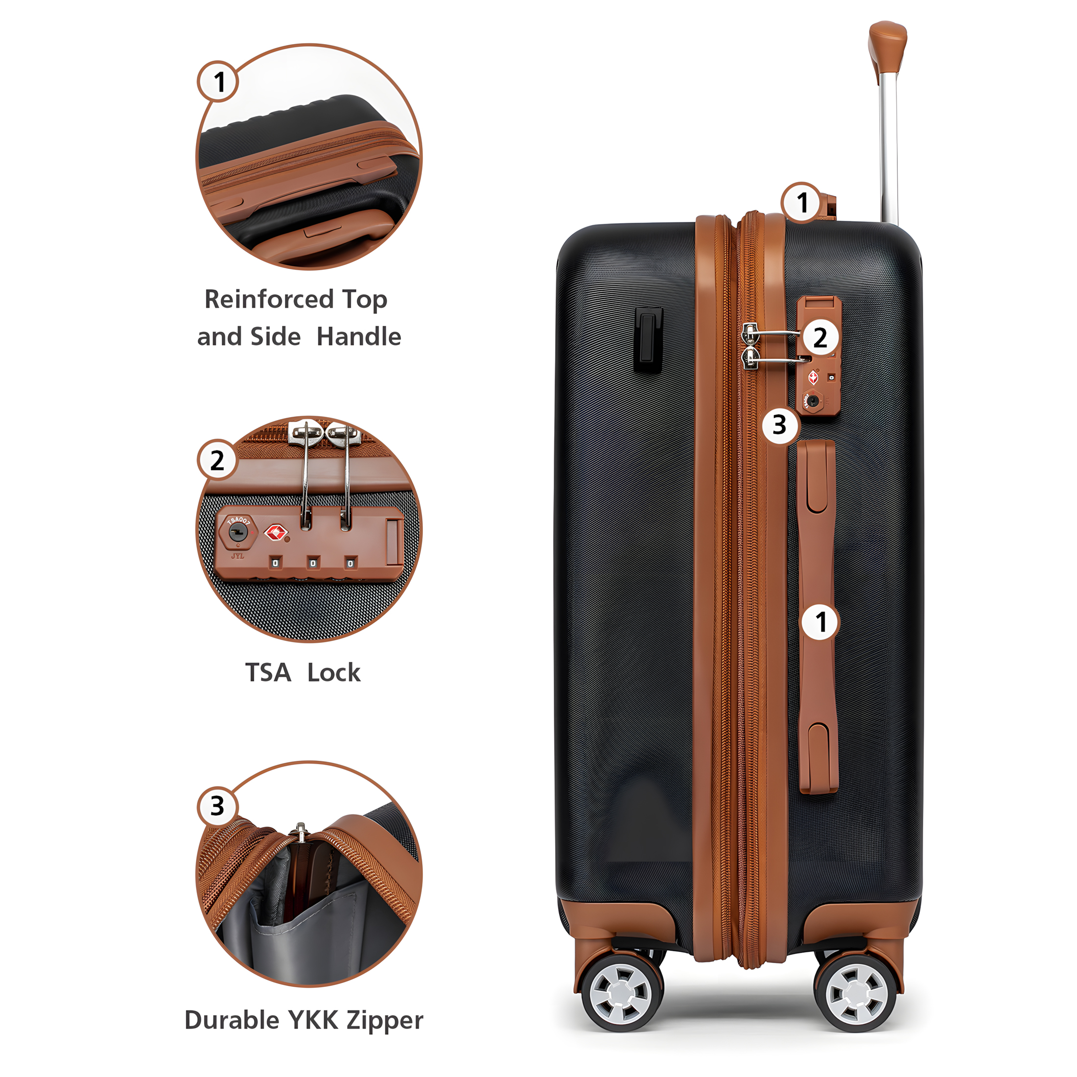 WEPLUS 5Piece Hardside Carry On Luggage Sets TSA Lock Spinner Wheels 20"24"28" Suitcase with Cup Holder