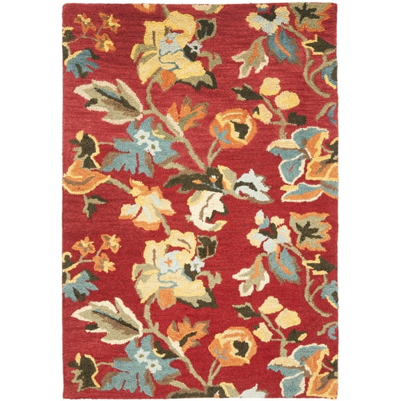 SAFAVIEH Blossom Molly Floral Wool Area Rug, Red/Multi, 4' x 6'