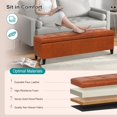 thumbnail image 5 of Ottoman with Storage, 51 Inch End of Bed Storage Ottoman Bench, Faux Leather Upholstered Ottomans with Hinged Lid, Rectangle Long Foot Rest Bench for Living Room Bedroom Red Brown, 5 of 17