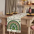 thumbnail image 2 of St Patrick's Day Table Runner, Spring Lucky Shamrock Rainbow Beige Washable Cotton Linen Table Runners 36 Inches Long, Dresser Scarf Runner for Nightstand/End Tables/Round Tables 13''x36'', 2 of 9