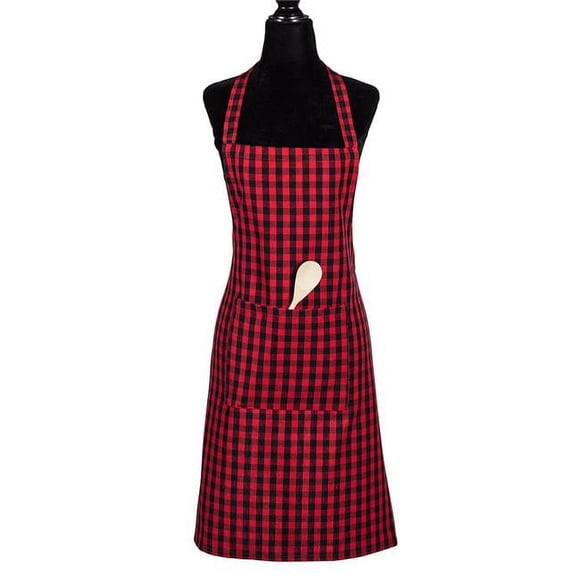 Mr. MJs AB-56-AP-CHECK-RED 31 in. Buffalo Check Apron, Red & Black - Cotton