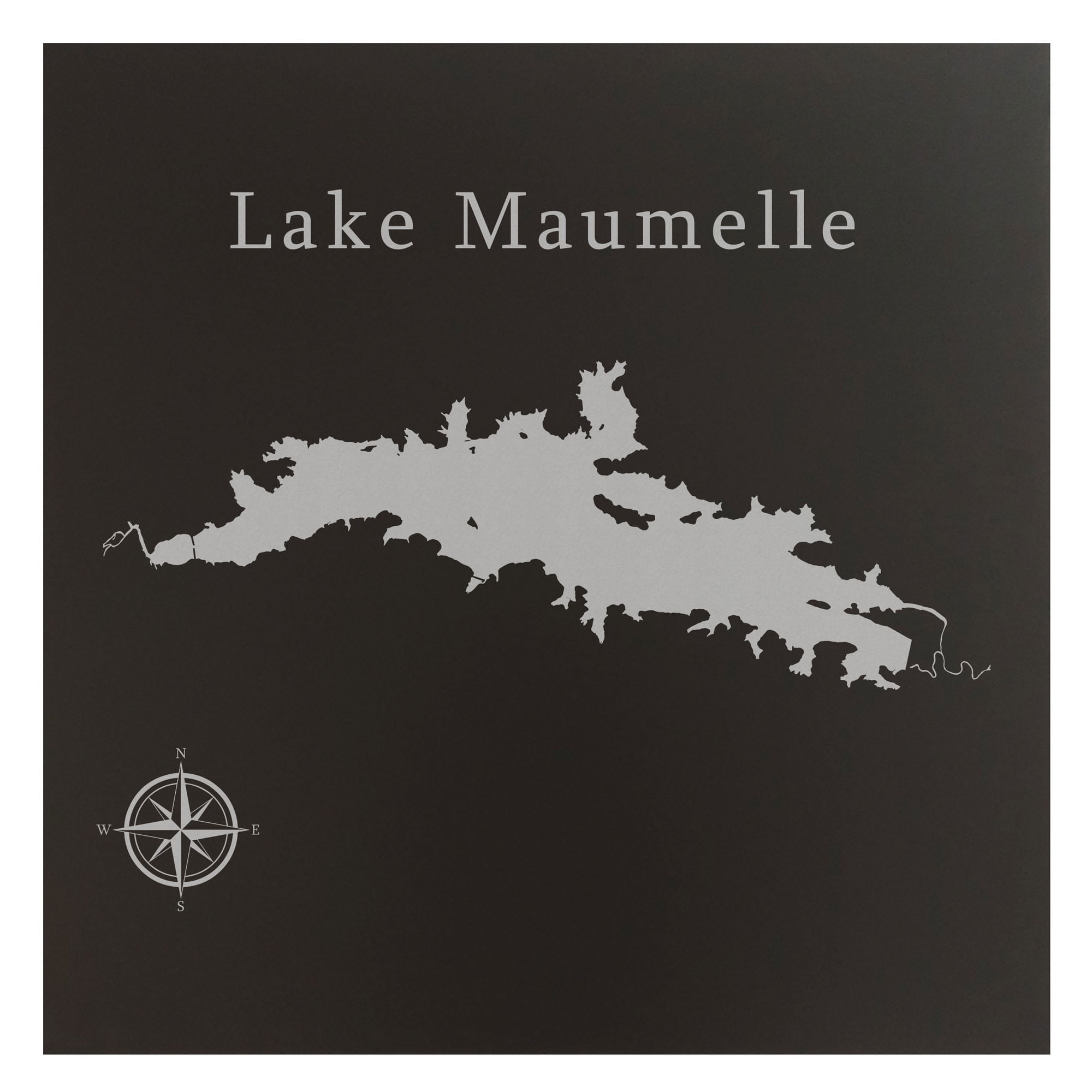 Lake Maumelle Map 12x12" Black Metal Wall Art Office Decor Gift