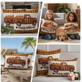 thumbnail image 5 of Orange Black Truck Fall Outdoor Waterproof Pillow Covers, Thanksgiving Plaid Vintage Rustic Decorative Square Throw Pillowcase Sofa Cushion Sham for Patio/Couch/Chair, 16"x16" 2 Pack, 5 of 8