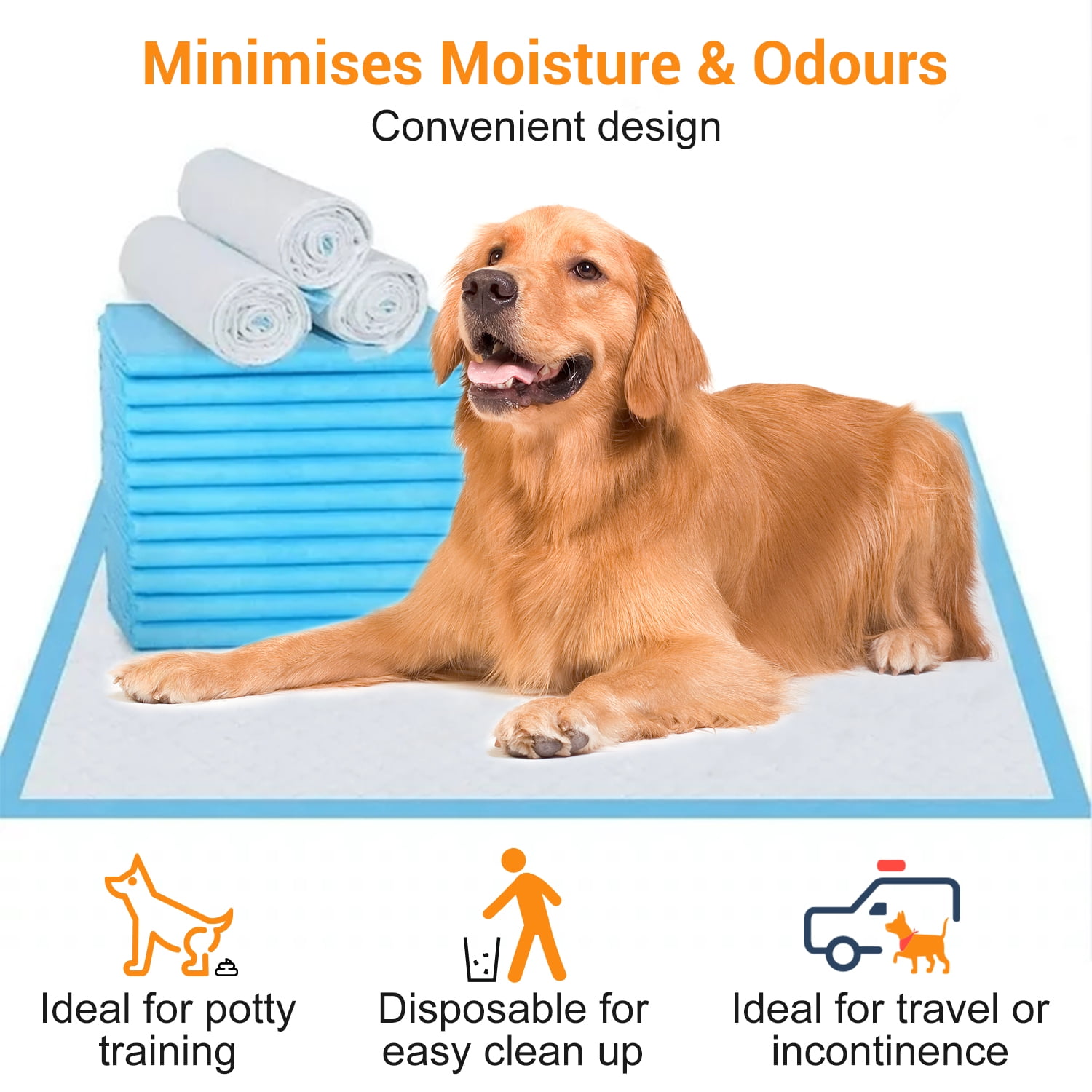INSMART Potty Pads for Dogs,Puppy Pads Training Pads, Large, 24 in x 24 in, 40 Count Disposable Dog Pee Pet Pads