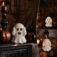 thumbnail image 4 of White Ghost LED Lighted Resin Sculptures Set, Hear See Speak No Evil Design, Cute Spooky Ornament for Halloween Tiered Tray Mantel Shelf, Festive Home Tabletop Decoration, 4 of 7