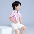 thumbnail image 4 of Christmas! Ohufall Toddler Boy Clothes!Toddler Baby Boys Fashion Short Sleeve Blouse Tie Solid Color Overalls Gentleman's School Uniform Suit, 4 of 9
