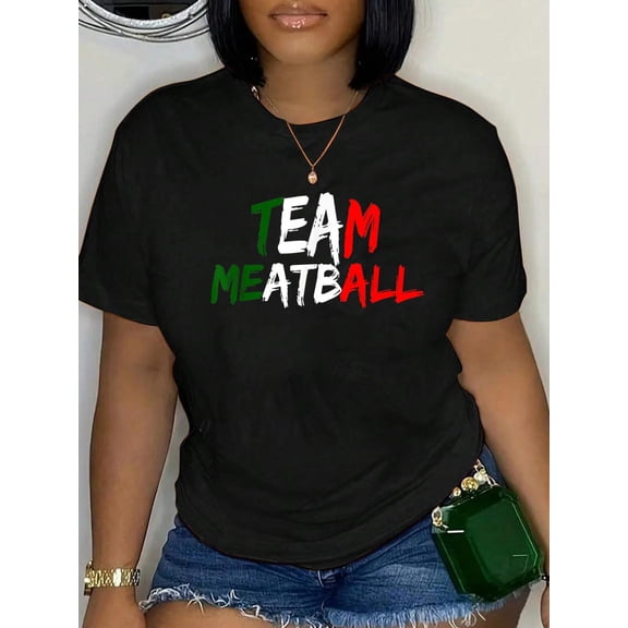 100% Cotton Team Meatball New Jersey Garden NJ Shore Italian Flag T-Shirt Women's Graphic Tee Casual Tops
