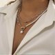 thumbnail image 2 of Retro Layered Pearl Necklace Paper Clip Chain Choker Necklaces OT Buckle Necklace Jewelry for Women and Girls, 2 of 5