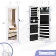 thumbnail image 3 of Costway Mirror Jewelry Cabinet with Full Length Clear Mirror & Internal LED Lights Hooks, 3 of 9