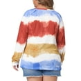 thumbnail image 4 of Unique Bargains Women Plus Size Tops Long Sleeve Shirts V Neck Tie Dye Blouses Blue 1X, 4 of 6