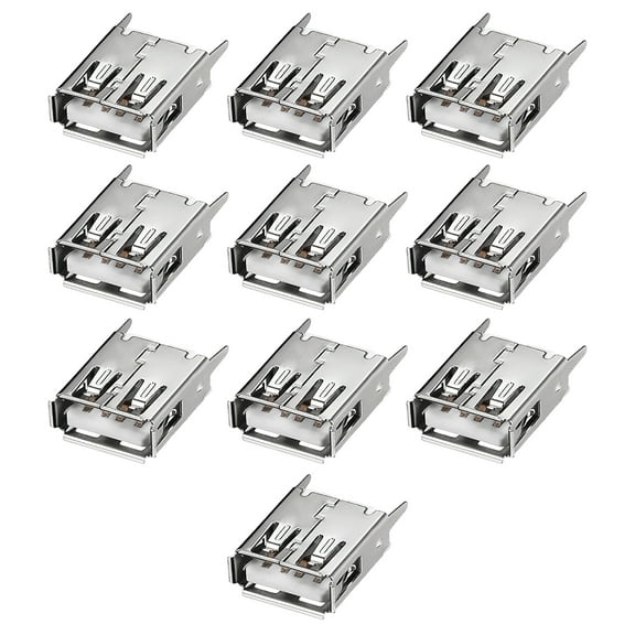 PCB USB Connector Type-A Female Jack 4 Pin Vertical Straight Insert 10 Pcs