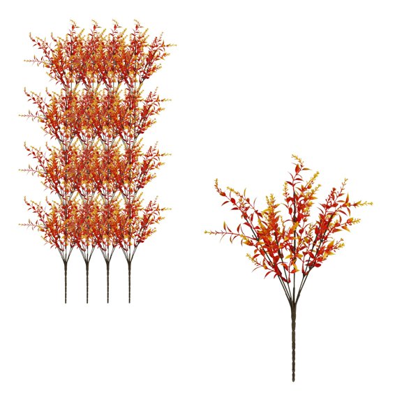12pcs Artificial Lavender Branches, Sunset Red 7-Fork Floral Stems for Vase Decor