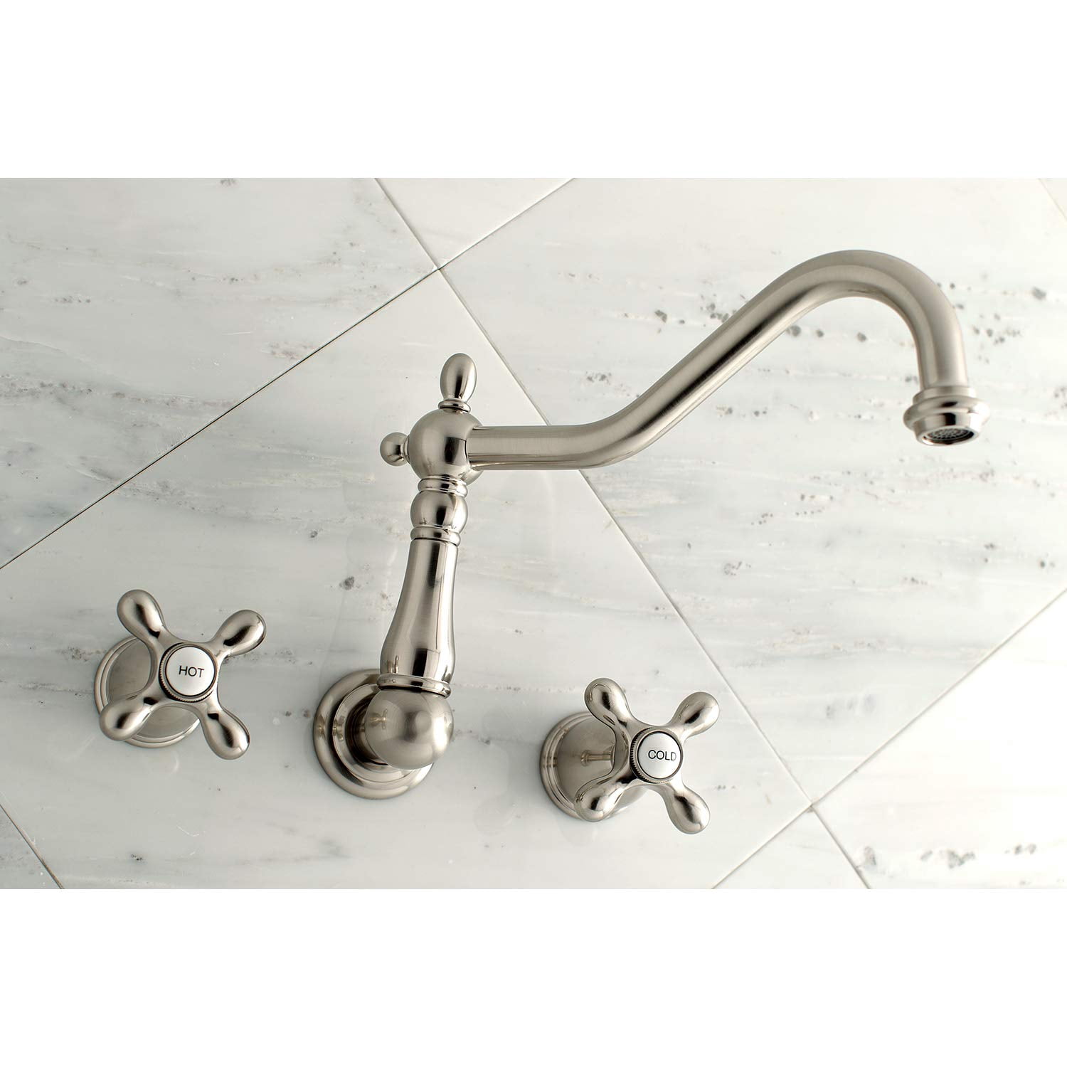 Kingston Brass Roman Tub Faucet, Brushed Nickel, Wall Mount KS1028AX