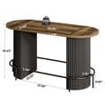 thumbnail image 2 of Finmind 59" Oval Bar Table, Industrial Counter Height Pub Table with Metal Footrest, Large Home Bar Unit for Living Room, Rustic Brown & Black, 2 of 8