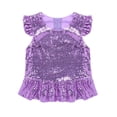 thumbnail image 3 of Vxuxlje Kids Girls Sparkly Mermaid Ruffles Flutter Sleeves Back Zipper Tank Tops Xmas Birthday Party Lavender 8, 3 of 5