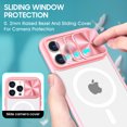 thumbnail image 5 of Crystal Clear Design for iPhone 13 Pro Max Case with Camera Lens Sliding Cover, Military Grade Drop Protection Non-Yellowing Slim Transparent Shockproof Phone Case for iPhone 13 Pro Max, Pink, 5 of 6