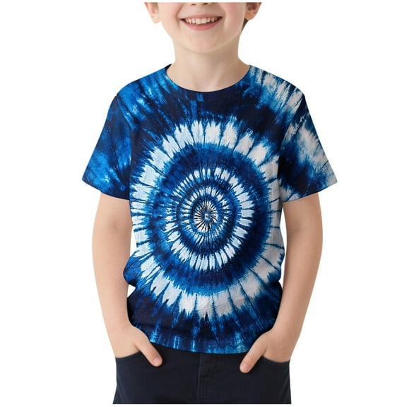 THDHVS Boys Shirts,Boys T Shirts,Kid's Short Sleeve Print Pattern T-shirt Round Neck Casual Versatile Top for Kids Multicolor 9-10 Years