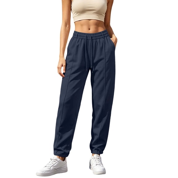 Vrorvz Womens Jogger Pants Drawstring Elastic Waisted Pant Solid Color Casual Loose Trouser for Ladies