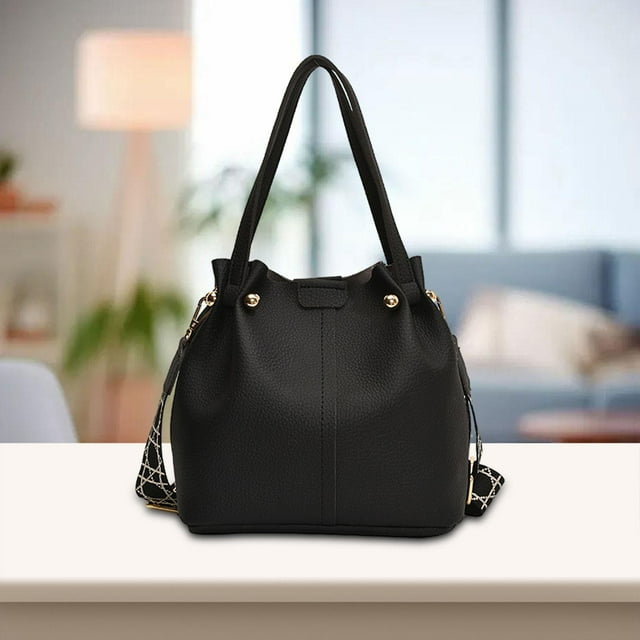 Bolso tipo cubo Salvador bolso de hombro de piel sintética moderno para mujer Negro