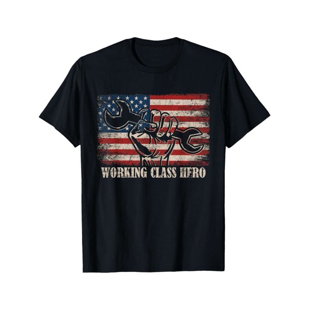 Camiseta patriótica de la clase trabajadora estadounidense con bandera estadounidense, Día del Trabajo. 100 % algodón, corte holgado, manga corta, informal, gráfica, ideal para festividades. Camiseta