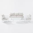 thumbnail image 3 of Christopher Knight Home 4 Piece Patio Conversation Set, Aluminum Sofa Chairs with Glass Table, White + Beige, 3 of 16