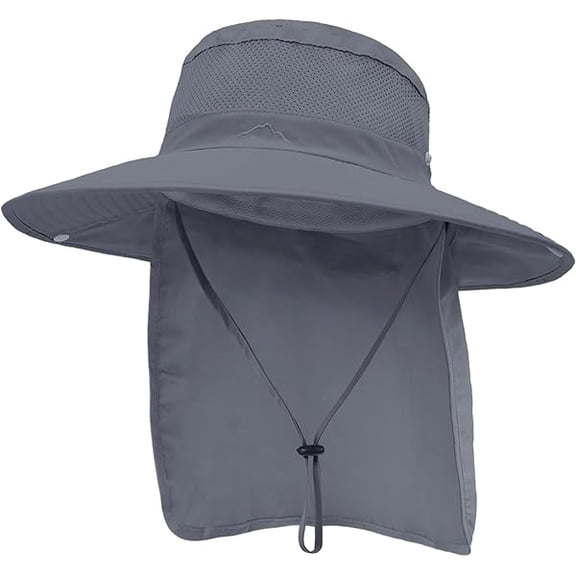 Outdoor Sun Hats with Stowable Neck Flap for Men Women UPF 50  Mesh Summer Bucket Hat Wide Brim for Fishing Safari Hiking