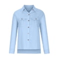 thumbnail image 5 of Women Shirts Button Down Solid Color Lapel Collared Spring Tops Summer Long Sleeve Dressy Casual Work Blouses Business, 5 of 8