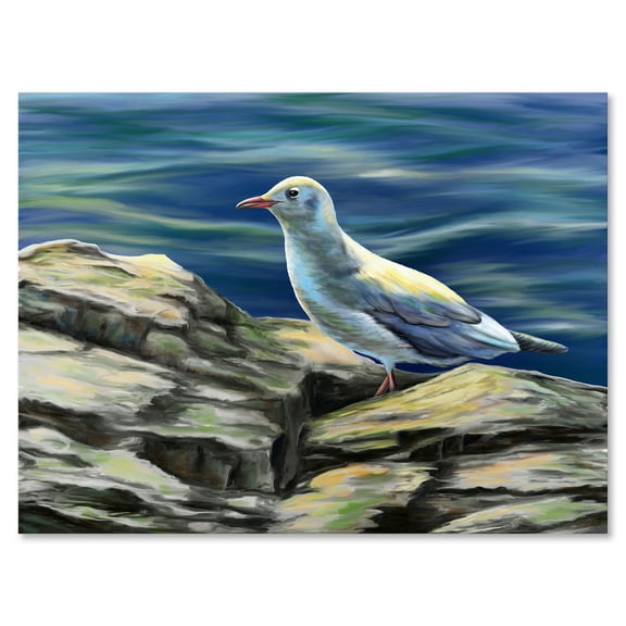 Designart ' Portrait of Seagull Birds By The Sea ' Nautical & Coastal Canvas Wall Art Print