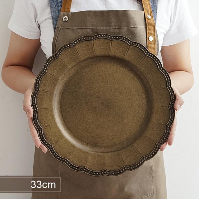 Bandeja de tarta tallada Vintage de postre bandeja de almacenamiento de cosméticos accesorios de fotografía 33cm de diámetro - 2 Estilo 2 BLESIY Apoyos de la fotografía de la bandeja