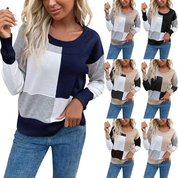 Vedolay Fall Tops for Women Sweaters 2023 Fashion Fall Winter Casual Loose Soft Pullover Tops,A L