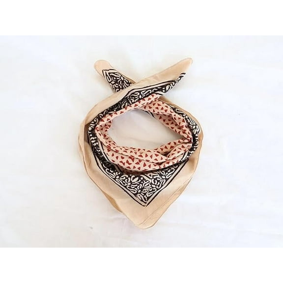 Hand Block Print Bandana Natural Organic print Bandana Scarf Premium Organic Cotton Bandanas - Trendy Paisley Design Scarf for Men and Women