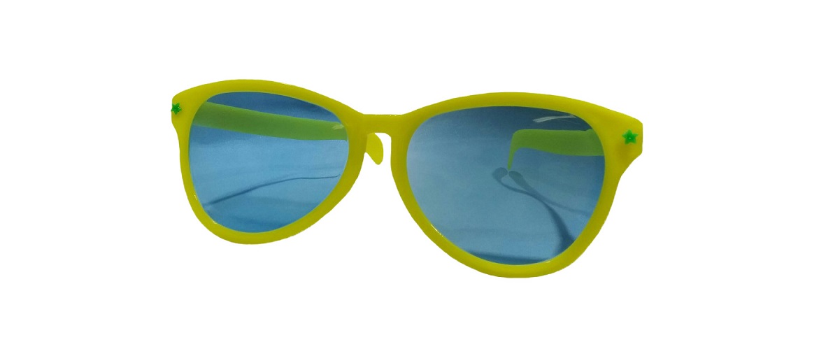 Yellow Jumbo Sunglasses Parade Satin Top Hat Fancy Clown Mardi Gras Costume Set