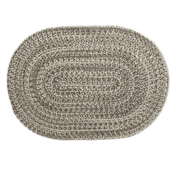 Cantebury Farmhouse Charcoal, Gray, Light Gray, White 4' x 4' Braided Round Area Rug