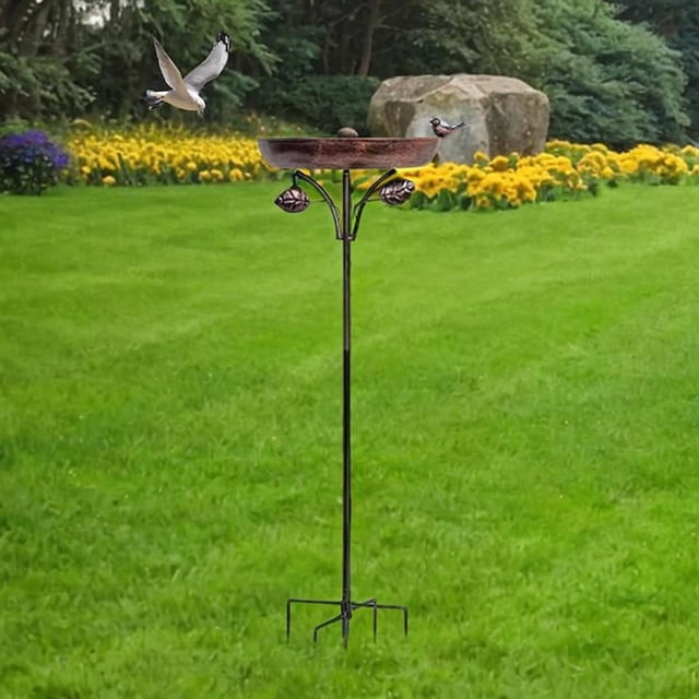Baño para pájaros de metal, decoración independiente para jardín, base de 5 puntas, comedero para pájaros, cuenco para Patio, césped, patio al aire