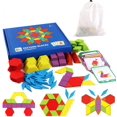 thumbnail image 1 of Rompecabezas de madera Tangram Montessori juguete educativo clásico-155 formas geométricas y 24 tarjetas de diseño para niños de 3 4 5 6 7 años esquí esquí Gafas de esquí, 1 of 5