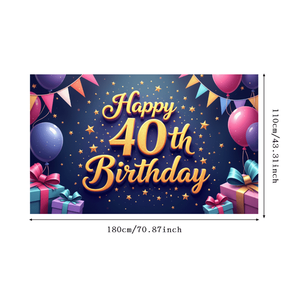 Decorative Design Happy 40th Birthday Banner Colorful Theme Balloon Decoration for Birthday Party Indoor Event Holiday Celebration