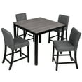 thumbnail image 2 of Noble House 5-Piece Counter Height Square Dining Table Set with Upholstered Chairs for 4, Light Gray+Black, 2 of 8