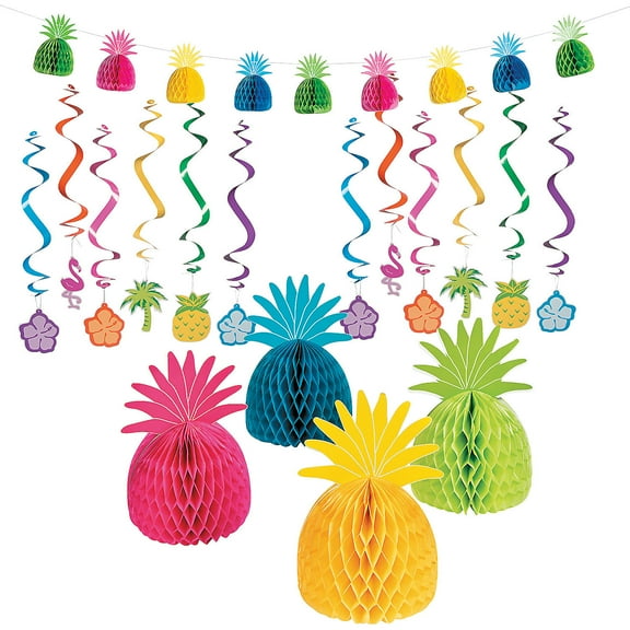 Fun Express Bright Luau Decorating Kit - 17 Pieces