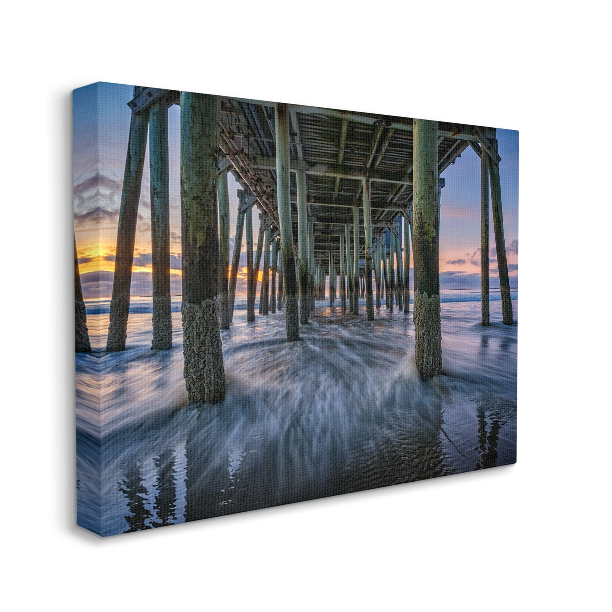 Stupell Under Pier Beach Waves Photography Landscape Photography Gallery Wrapped Canvas Print Wall Art